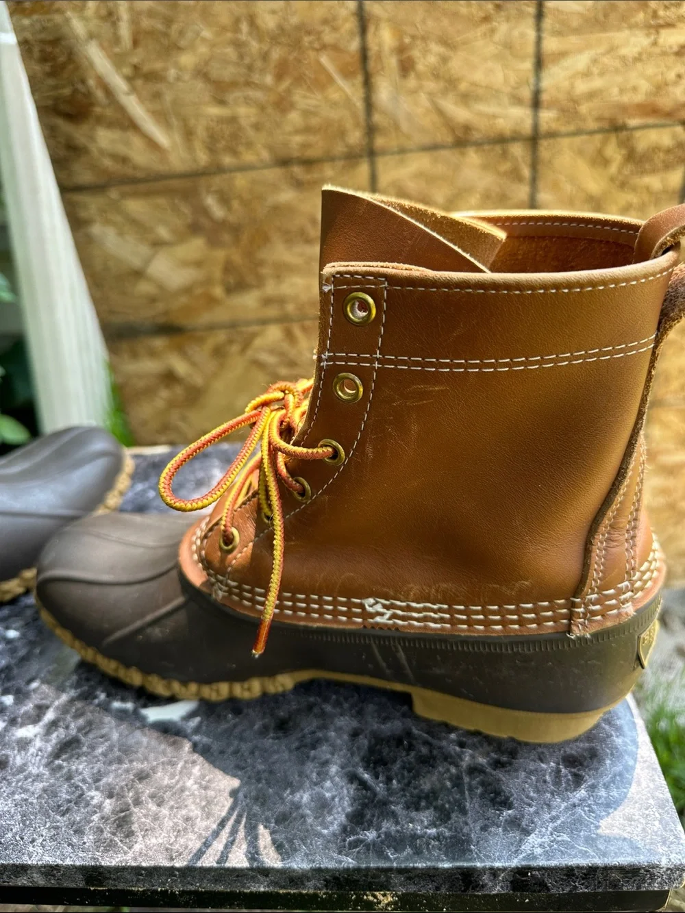 L.L. Bean Brown Leather and Dark Brown Rubber Duck Boots